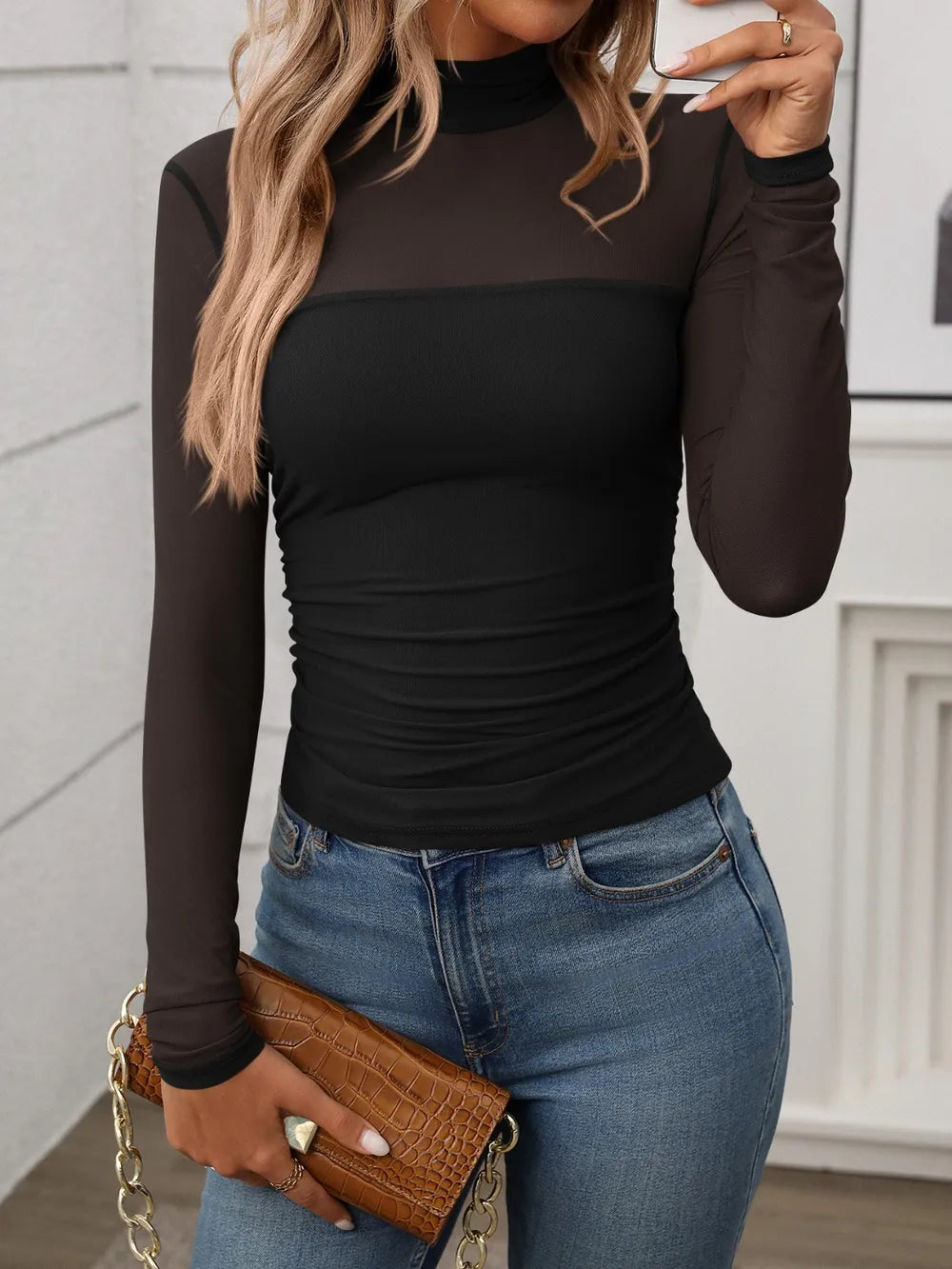 Mandy Mock Neck Long Sleeve Top