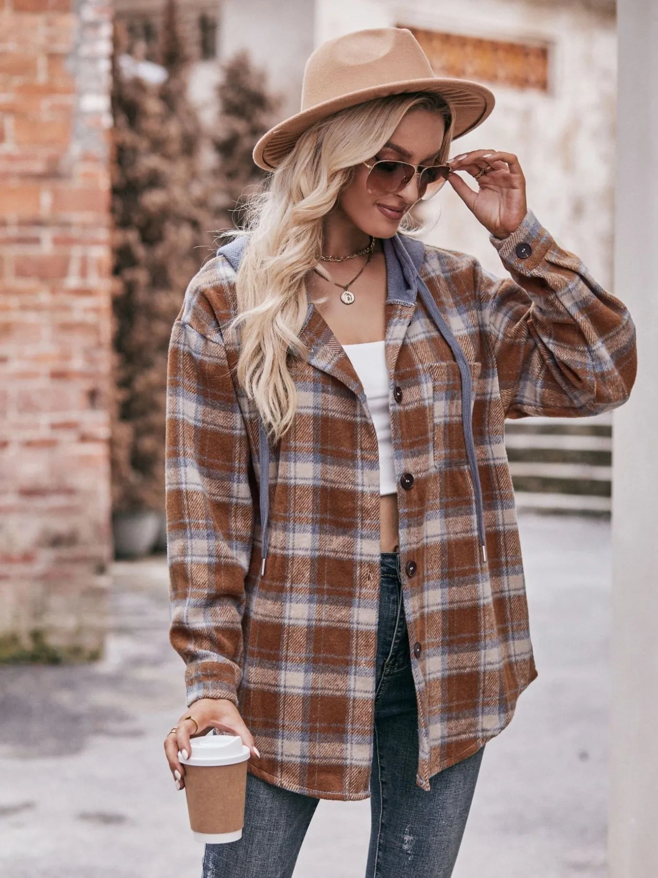 Mandy Oversized Plaid Button-Up Shacket – Lightweight Casual Layer