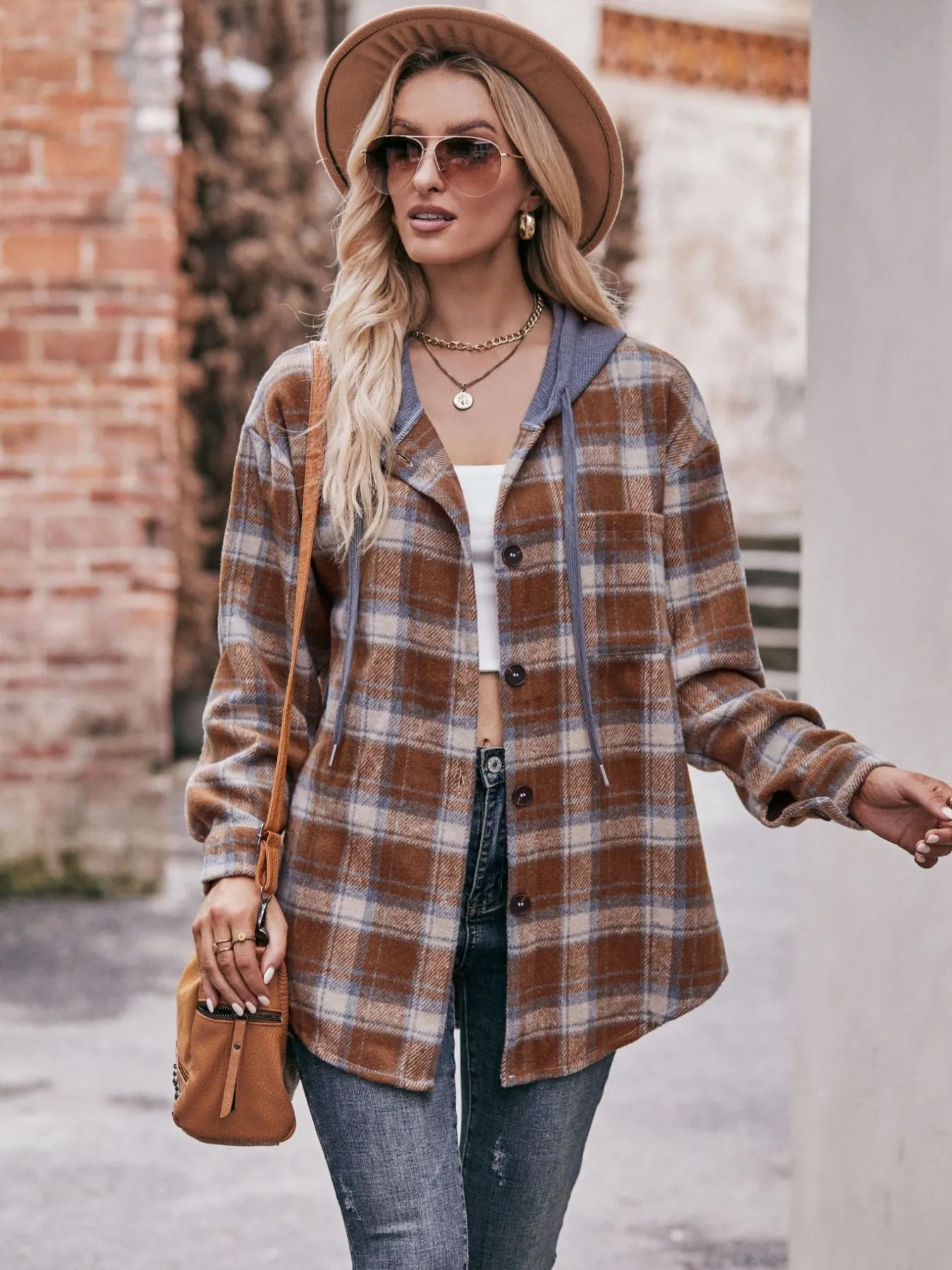 Mandy Oversized Plaid Button-Up Shacket – Lightweight Casual Layer
