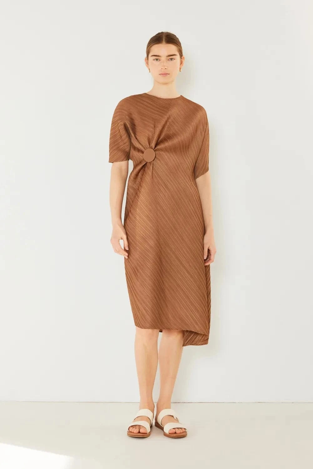 Marina West Swim dresses Brown Khaki / S/M Marina West Swim Pleated Dolman Sleeve Dress