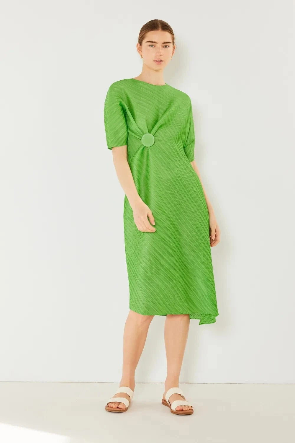 Marina West Swim dresses Fun Green / S/M Marina West Swim Pleated Dolman Sleeve Dress