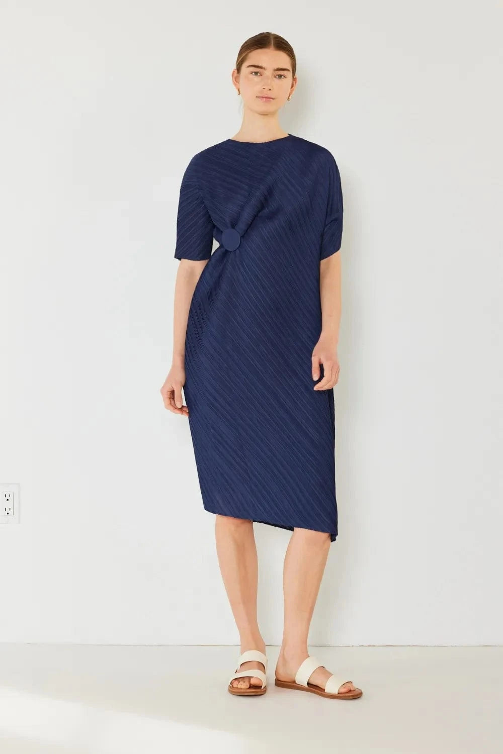 Marina West Swim dresses Navy / S/M Marina West Swim Pleated Dolman Sleeve Dress