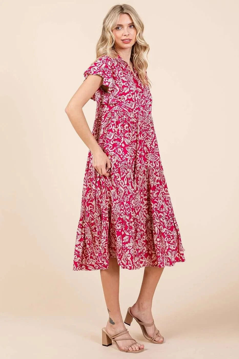 Mittoshop dresses Mittoshop Abstract Print Ruffle Tier Midi Dress