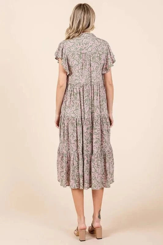 Mittoshop dresses Mittoshop Abstract Print Ruffle Tier Midi Dress