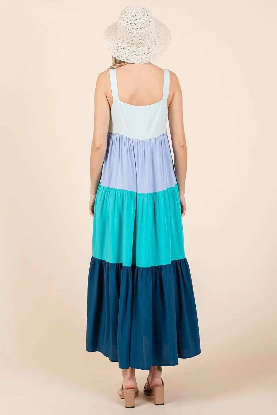 Mittoshop dresses Mittoshop Color Block Tiered Pull-On Maxi Dress