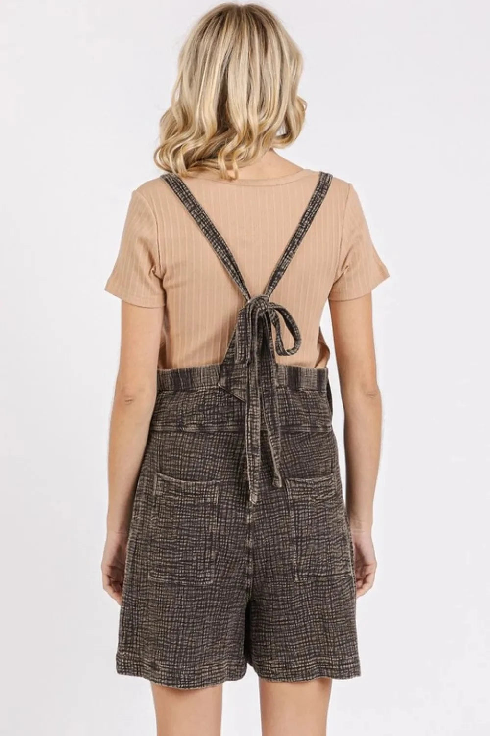 Mittoshop Jumpsuits & Rompers Mittoshop Textured Knotted Wide Strap Overalls