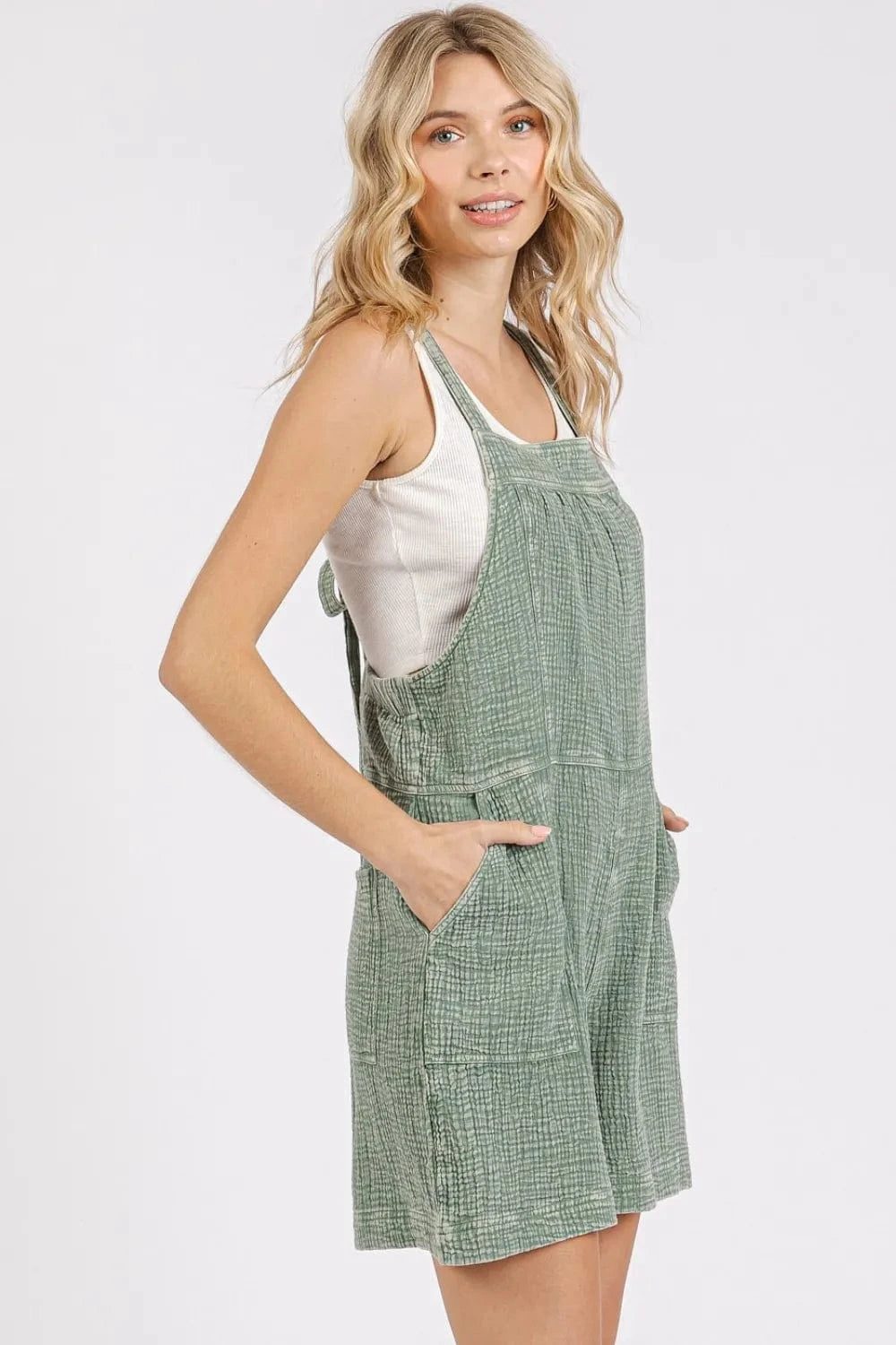 Mittoshop Jumpsuits & Rompers Mittoshop Textured Knotted Wide Strap Overalls