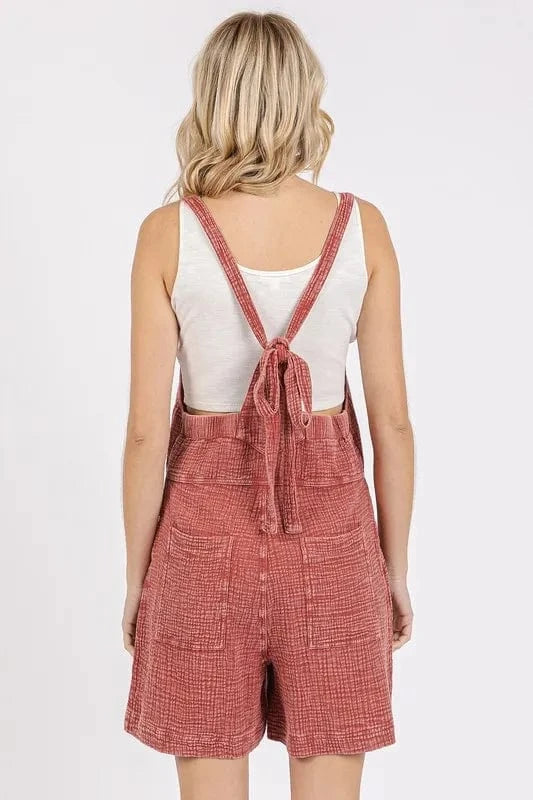 Mittoshop Jumpsuits & Rompers Mittoshop Textured Knotted Wide Strap Overalls