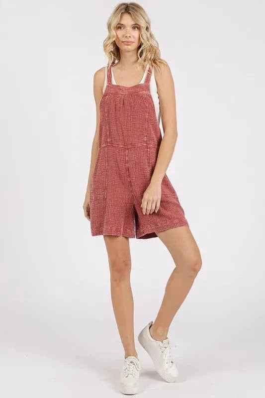 Mittoshop Jumpsuits & Rompers Mittoshop Textured Knotted Wide Strap Overalls