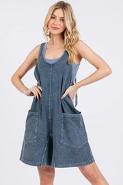 Mittoshop Jumpsuits & Rompers NAVY / S Mittoshop Low Scoop Neck Tank Washed French Terry Romper