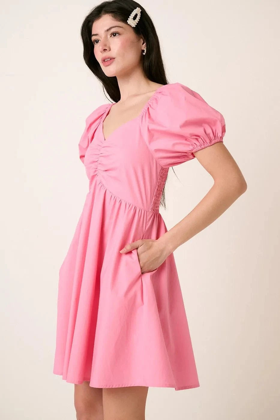 Mittoshop Mini Dresses Mittoshop Sweetheart Puff Sleeve Smocked Mini Dress