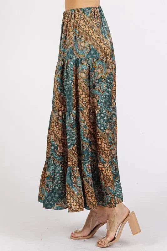 Mittoshop Mittoshop Paisley Patchwork Print Satin Maxi Skirt
