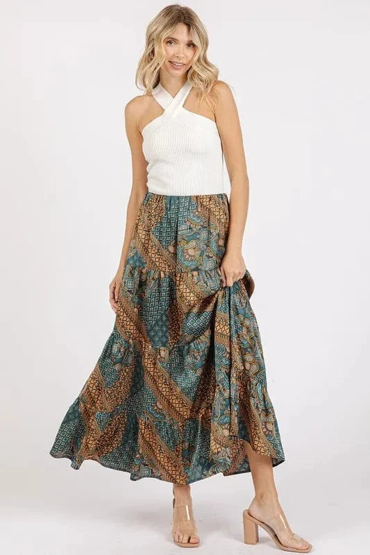 Mittoshop Mittoshop Paisley Patchwork Print Satin Maxi Skirt