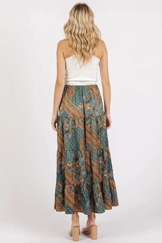 Mittoshop Mittoshop Paisley Patchwork Print Satin Maxi Skirt