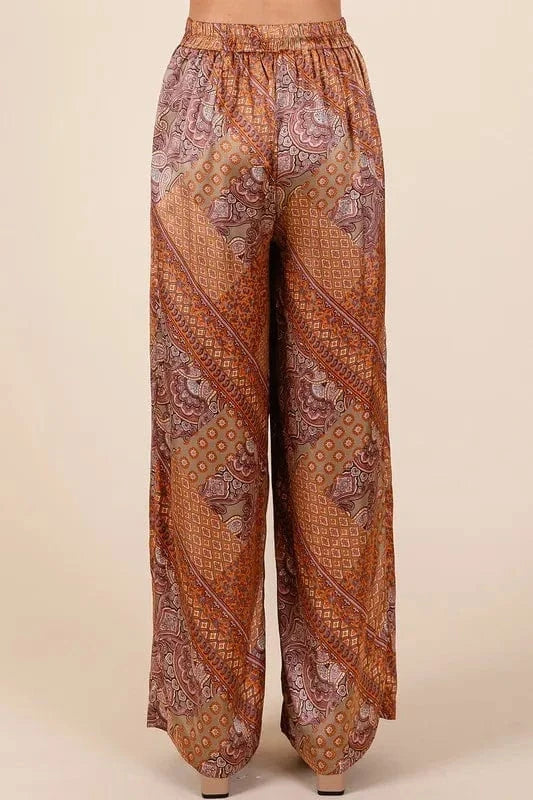 Mittoshop Mittoshop Paisley Patchwork Print Satin Wide Leg Pants