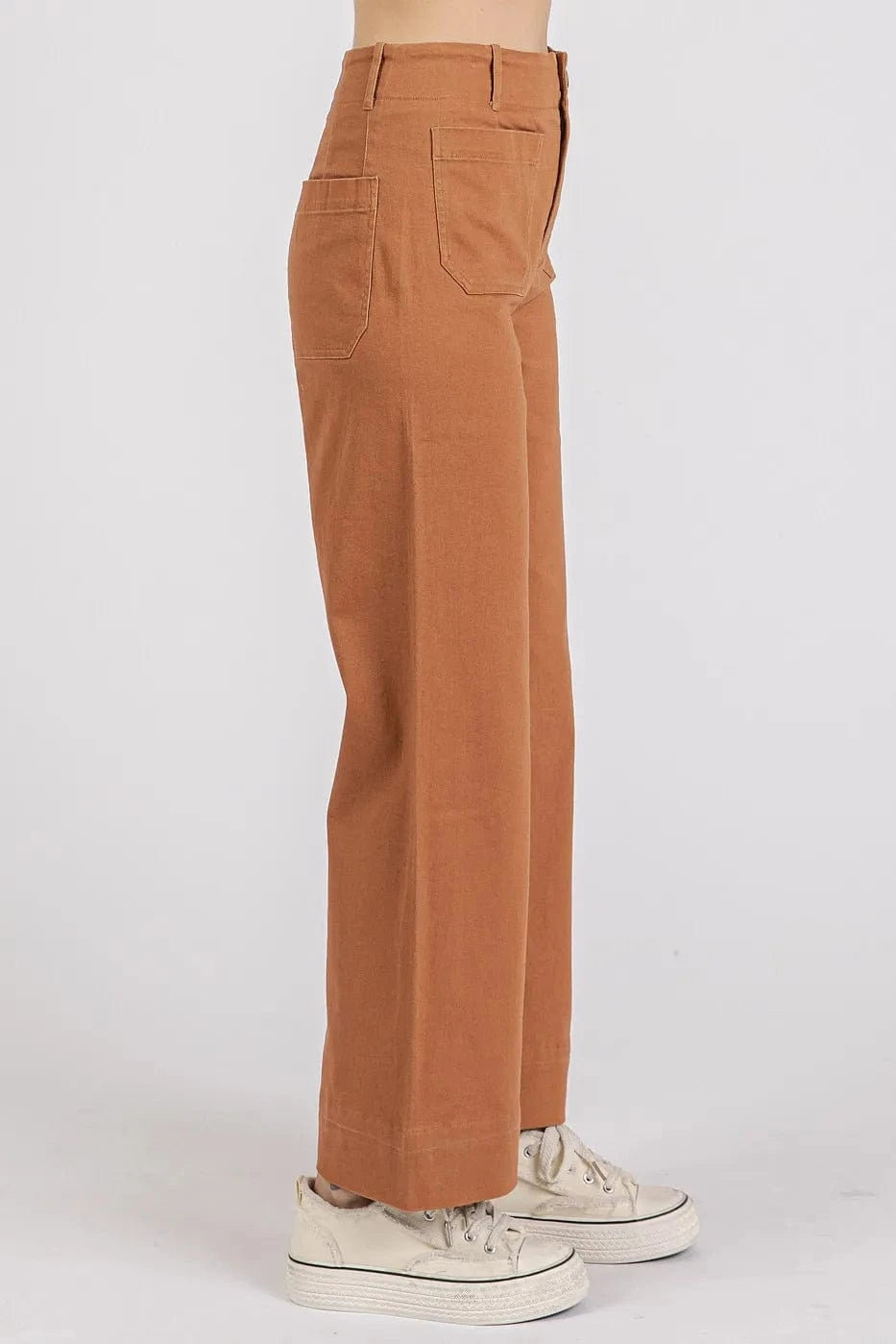 Mittoshop Mittoshop Twill Patch Pocket High Rise Wide Leg Pants