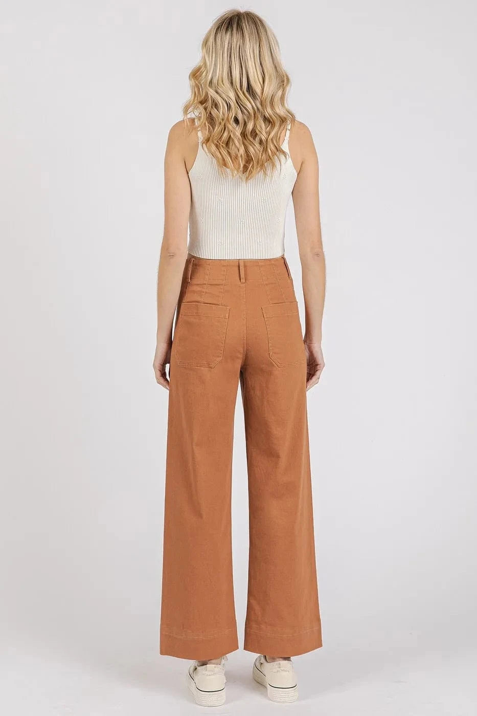 Mittoshop Mittoshop Twill Patch Pocket High Rise Wide Leg Pants