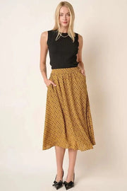 Mittoshop Mustard / S Mittoshop Printed Midi Skirt