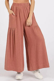 Mittoshop Sienna / S Mittoshop Gauze Elastic Waist Pleated Wide Leg Pants