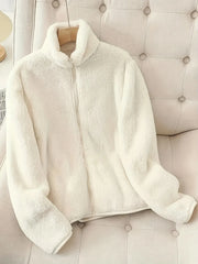 Moya Trench Coats White / S Fleece Long Sleeve Zip-Up Jacket