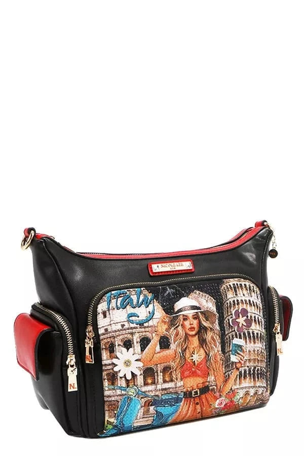 Nicole Lee USA Shoulder Bags MARTHA TRAVELS ITALY / OS Nicole Lee USA Martha Travels Italy Multi Pocket Shoulder Bag