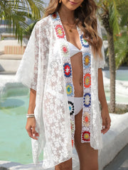Oh White / One Size Crochet Open Front Cover-Up