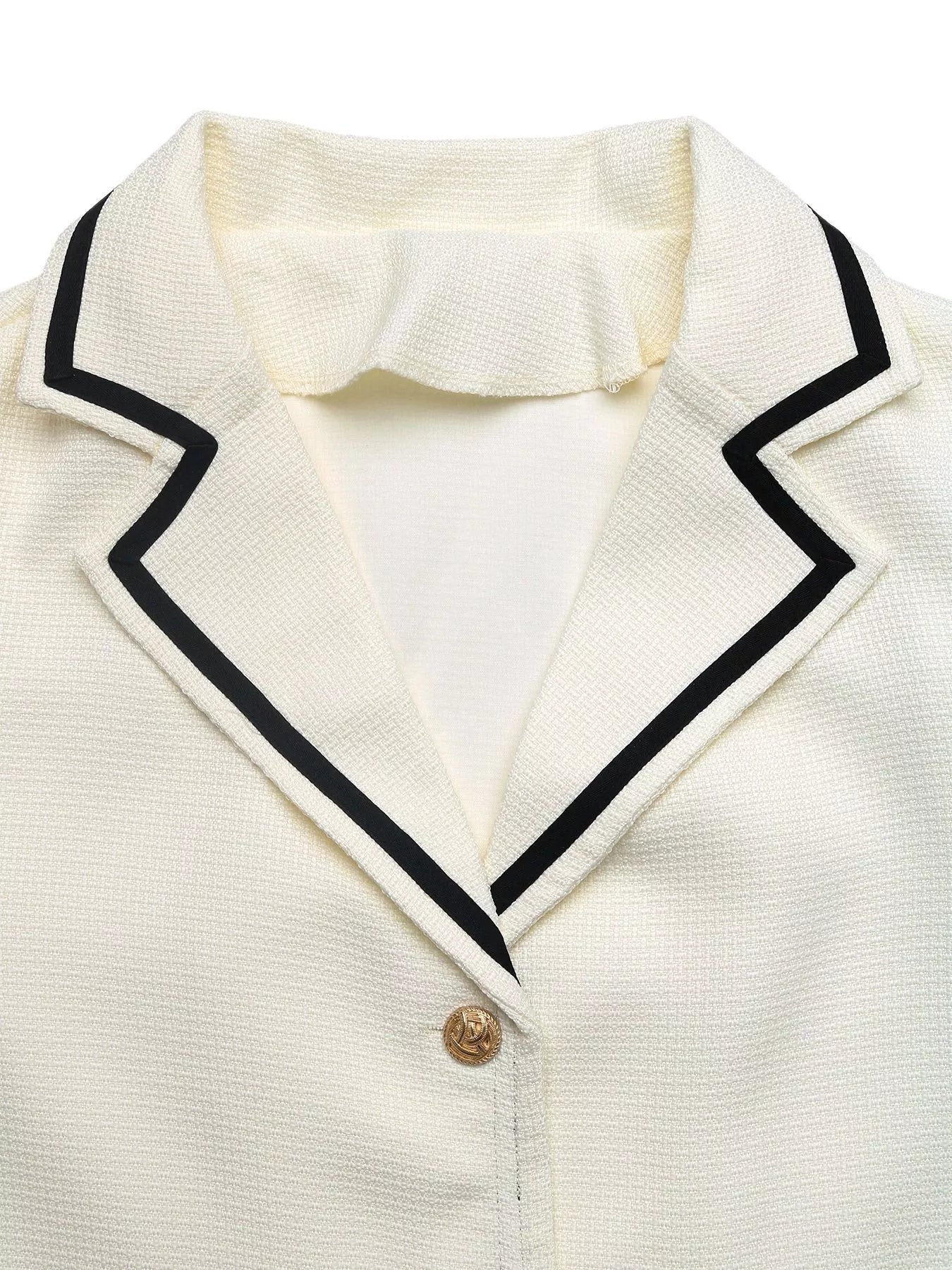Perfee Blazers Contrast Trim Button-Up Blazer
