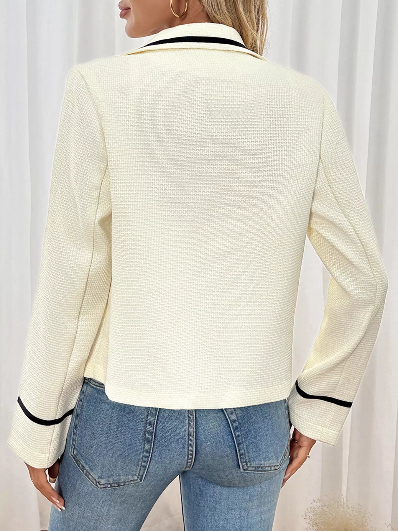 Perfee Blazers Contrast Trim Button-Up Blazer