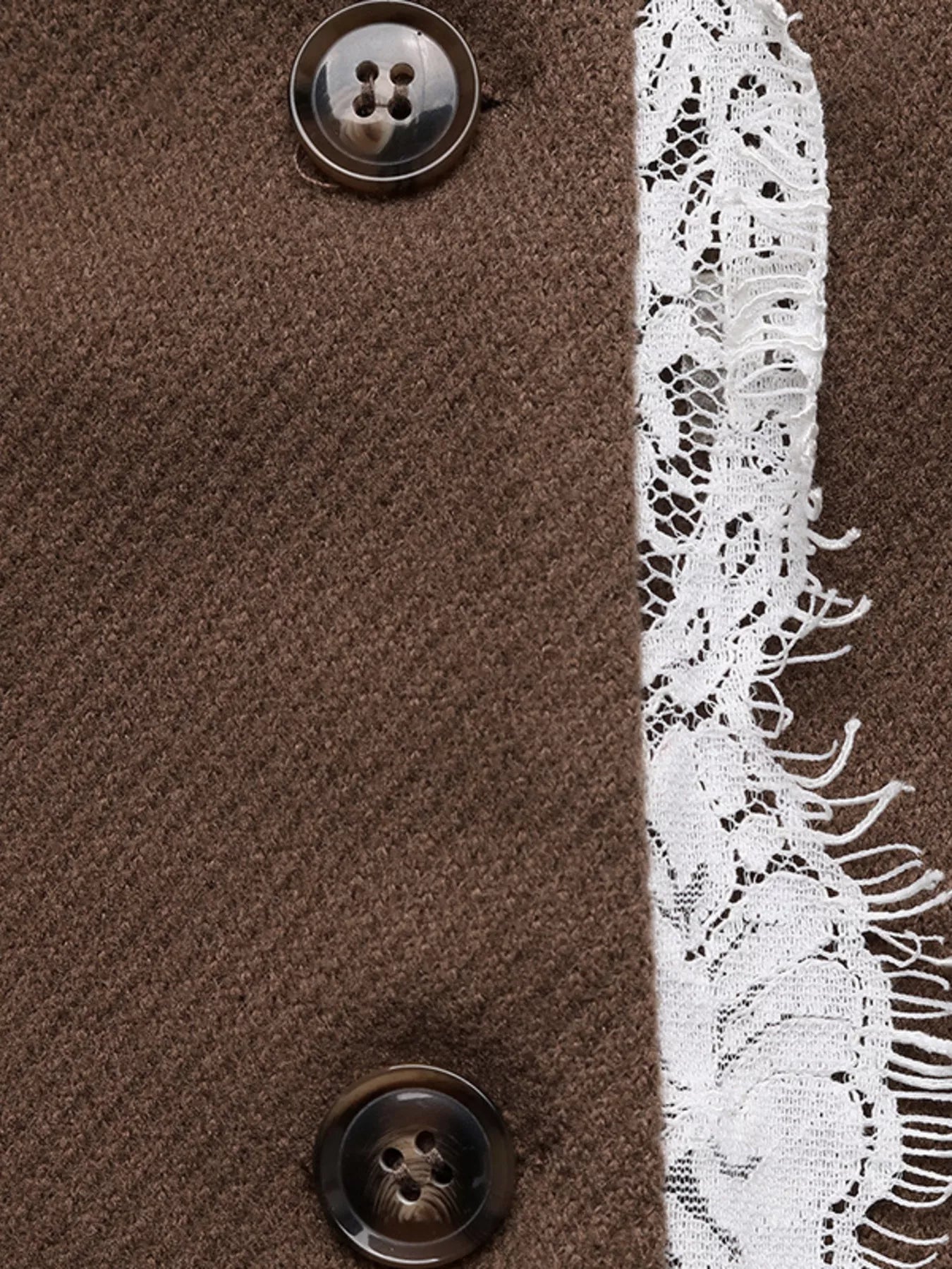 Perfee Blazers Lace Detail Button Up Blazer