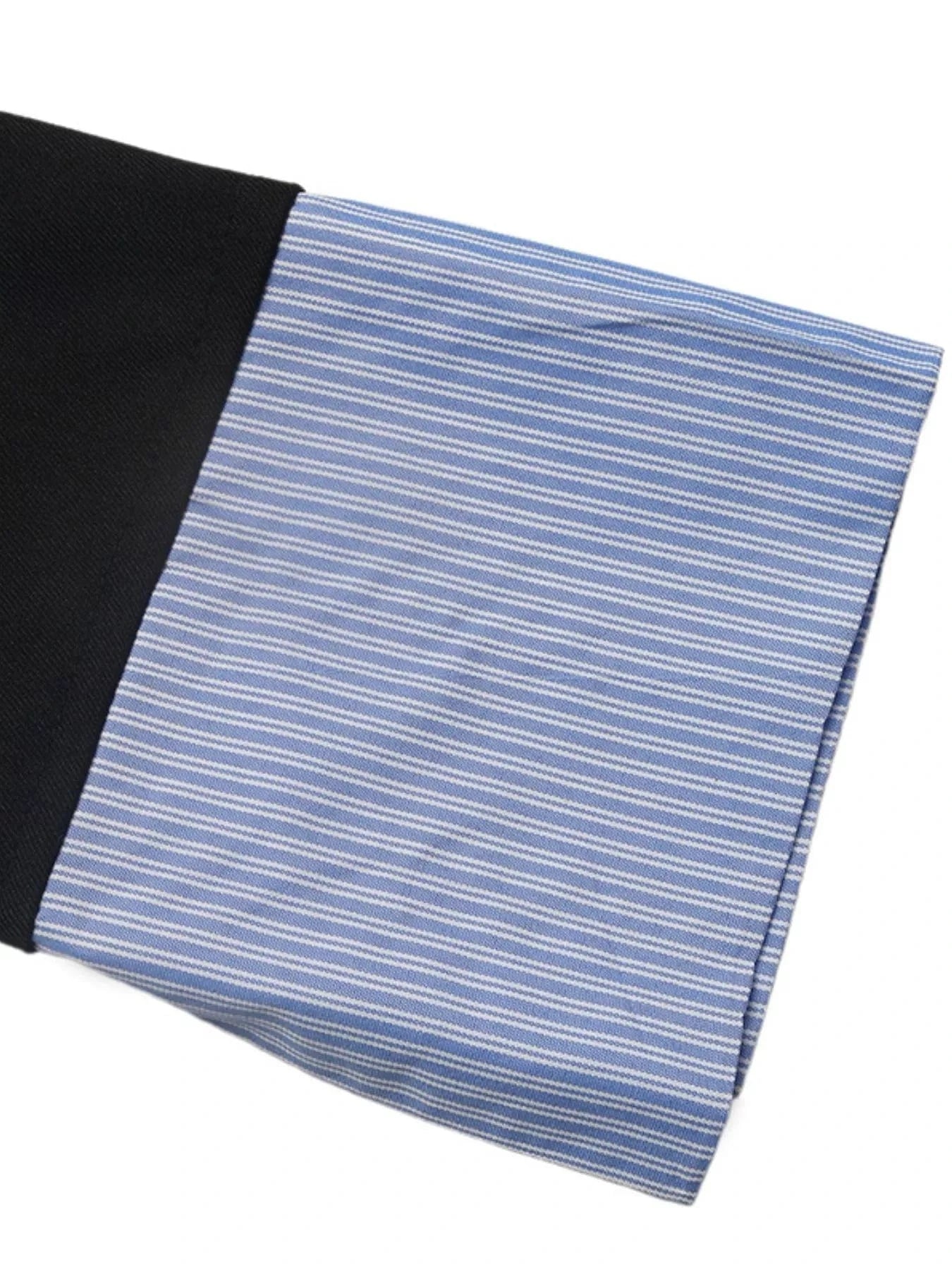 Perfee Blazers Striped Collar Long Sleeve Fake Two-Piece Blazer