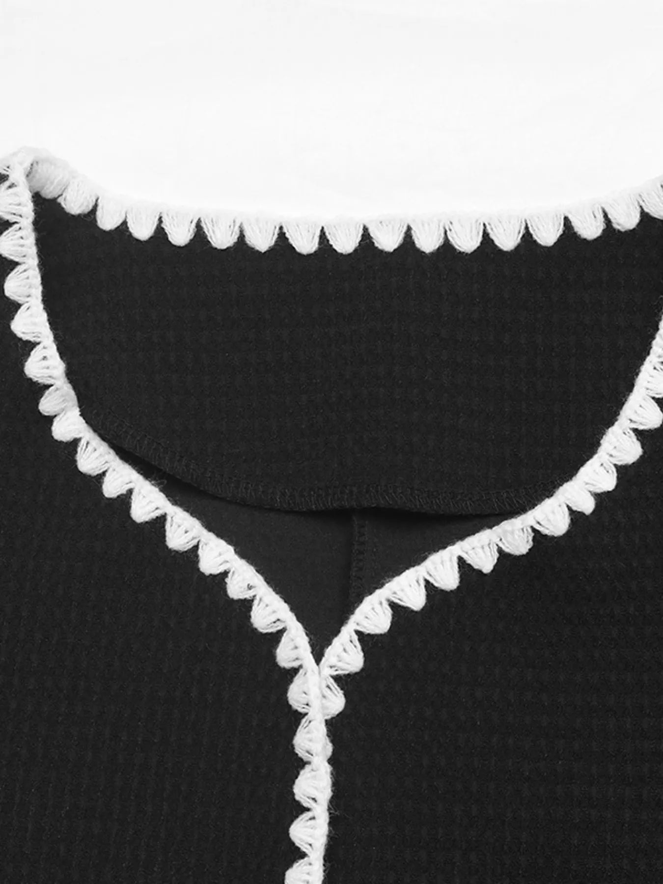 Perfee Contrast Trim Open Front Jacket