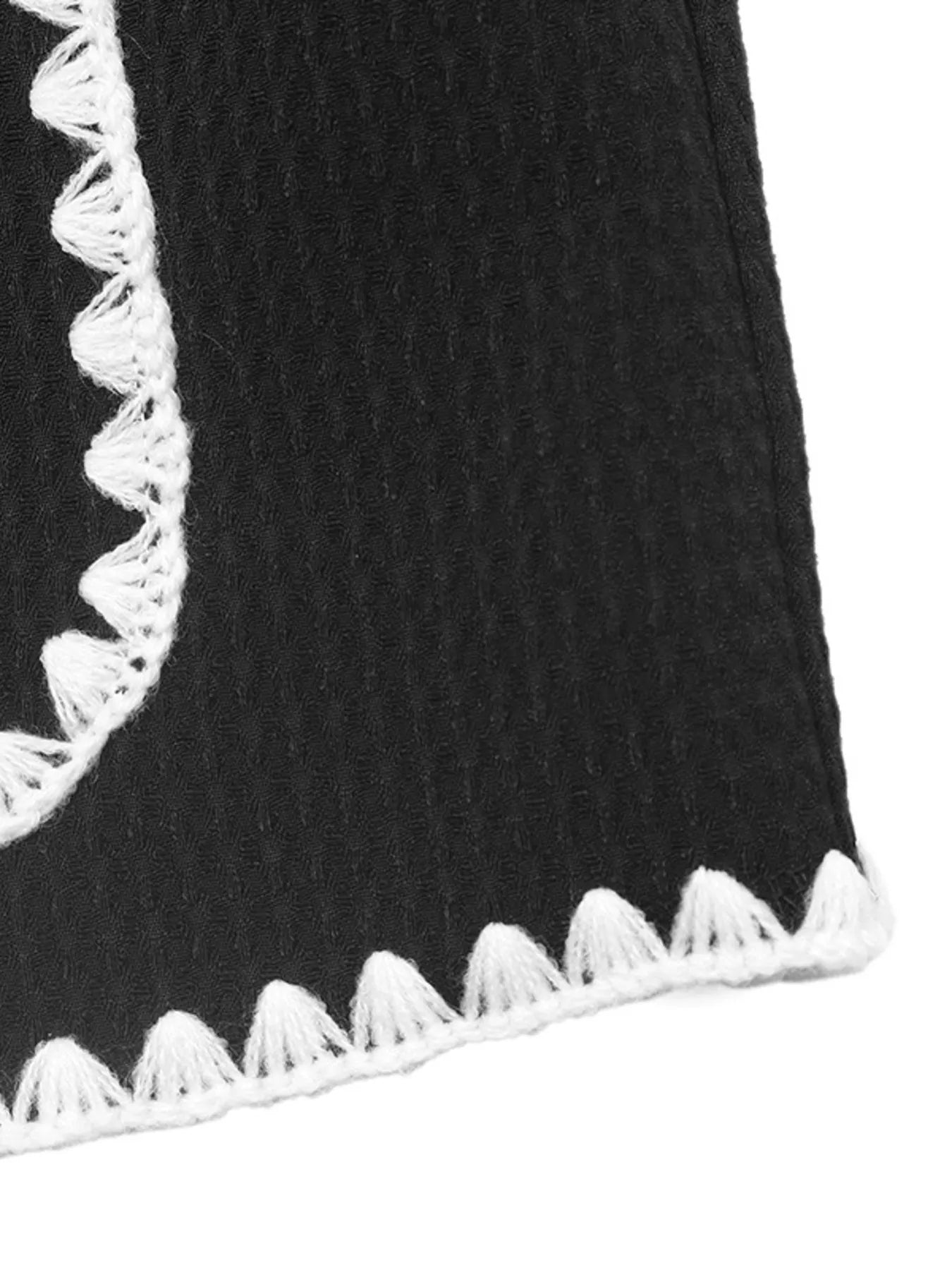 Perfee Contrast Trim Open Front Jacket