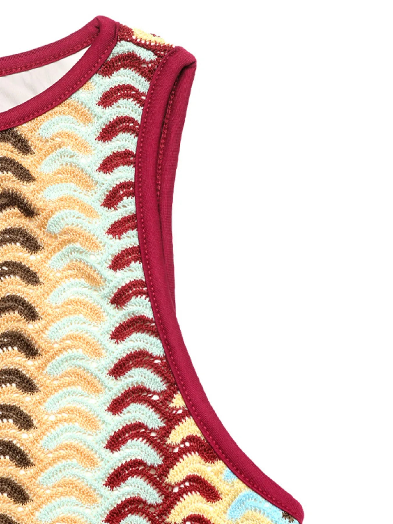 Perfee Sweater Dresses Sleeveless Chevron Pattern Sweater Dress