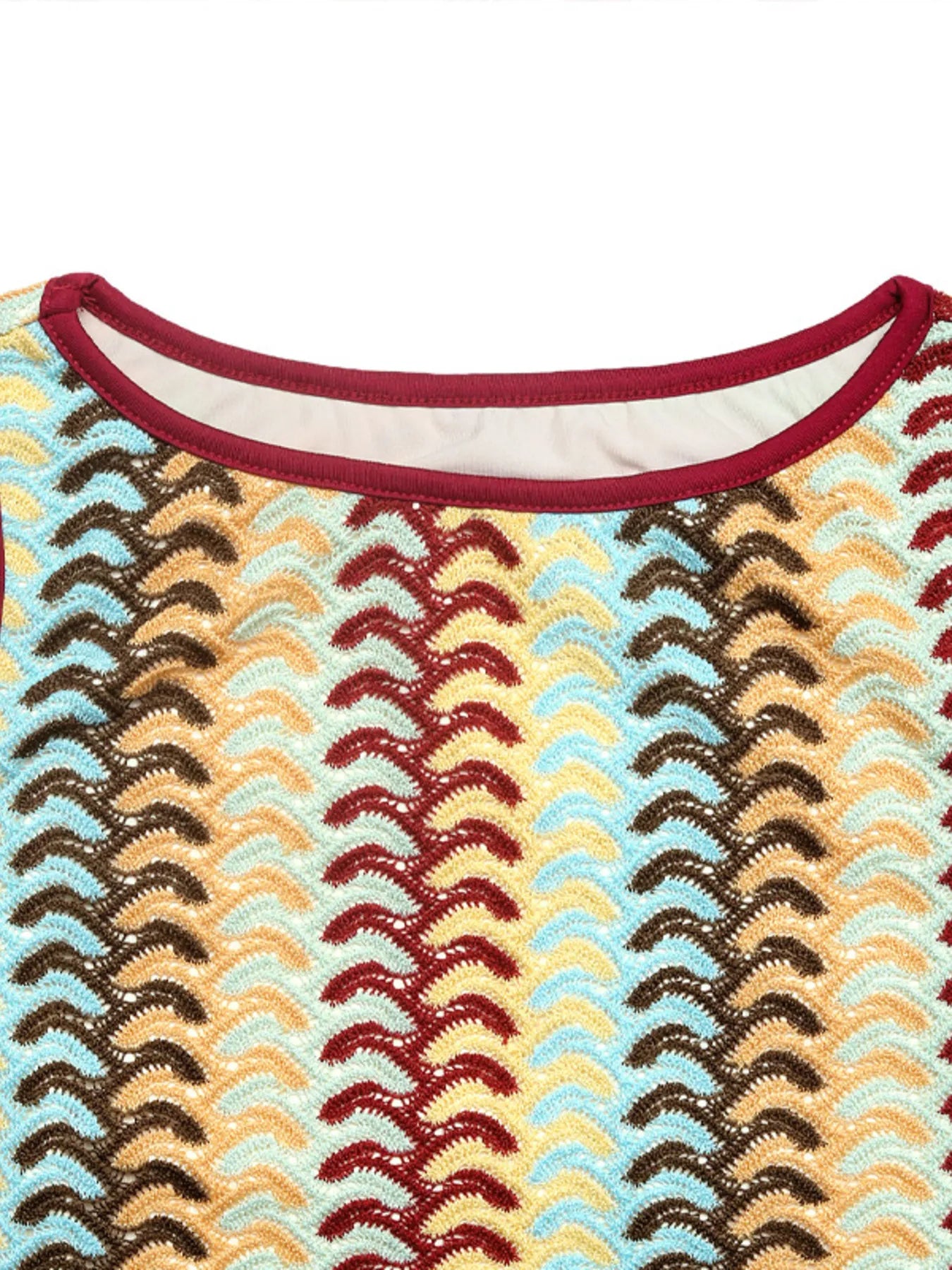 Perfee Sweater Dresses Sleeveless Chevron Pattern Sweater Dress