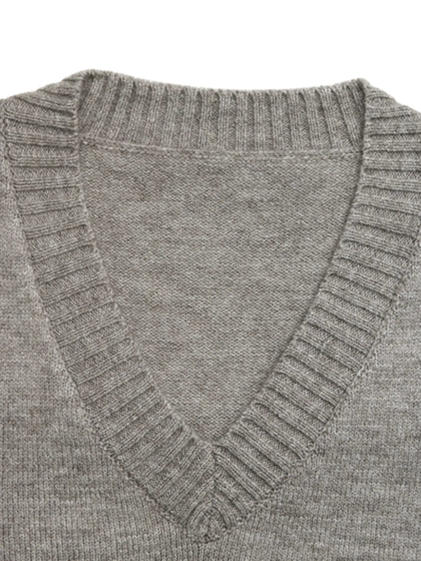 Perfee V-Neck Vest and Skirt Knit Set