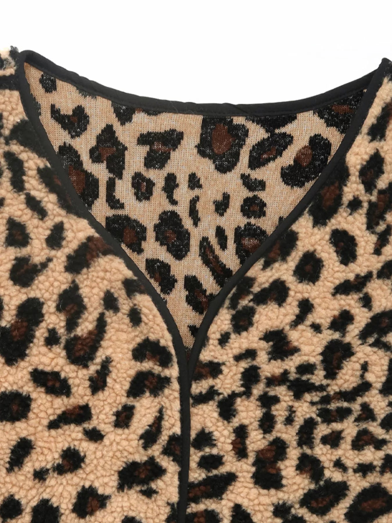 Perfee Vests Leopard Fleece Vest Coat with Pockets