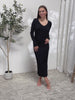 Culture Code Full Size Ribbed Long Sleeve Midi Slit Dress - Premium Quality Dropshipping Women Dresses