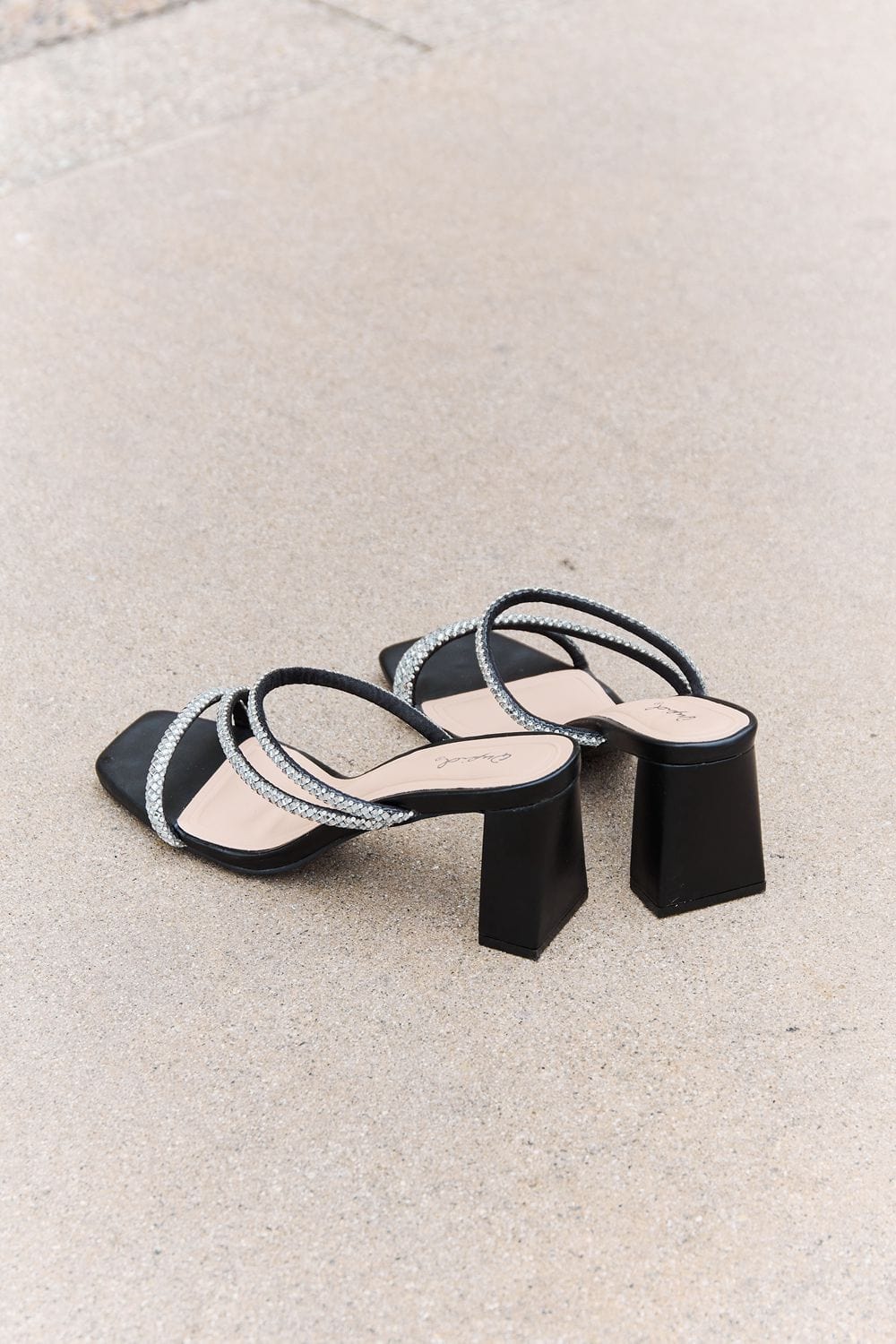 Qupid Qupid Level Up Rhinestone Strap Heels