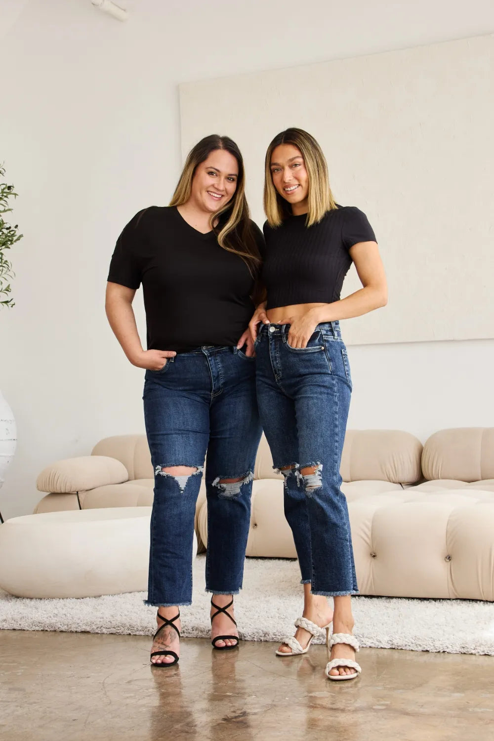 RFM Jeans RFM Crop Dylan Full Size Tummy Control Distressed High Waist Raw Hem Jeans