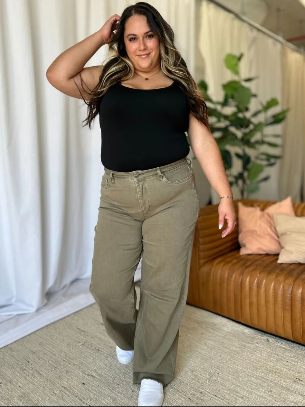 RFM Jeans RFM Full Size High Rise Garment Dye Wide Leg  Jeans