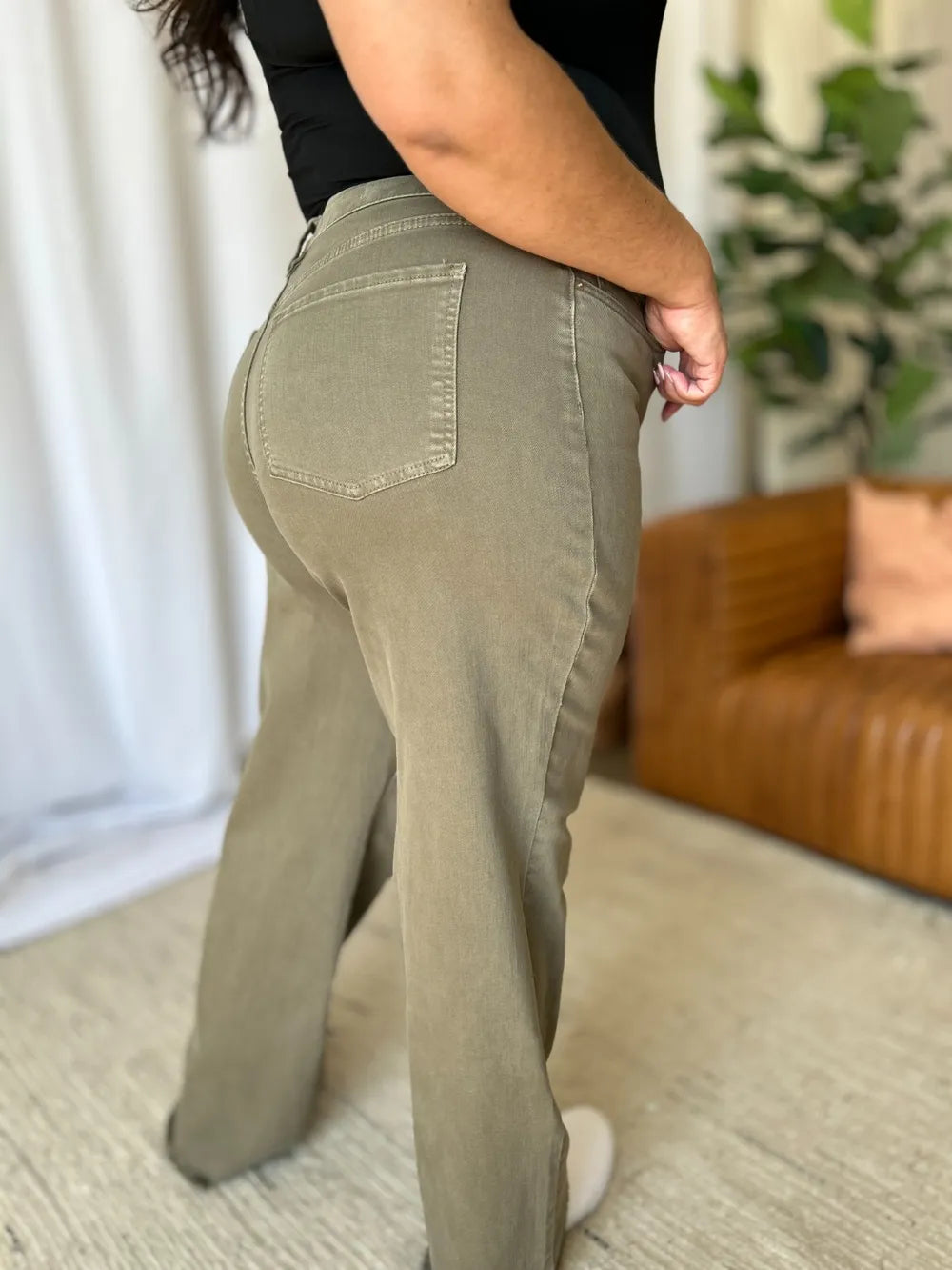 RFM Jeans RFM Full Size High Rise Garment Dye Wide Leg  Jeans