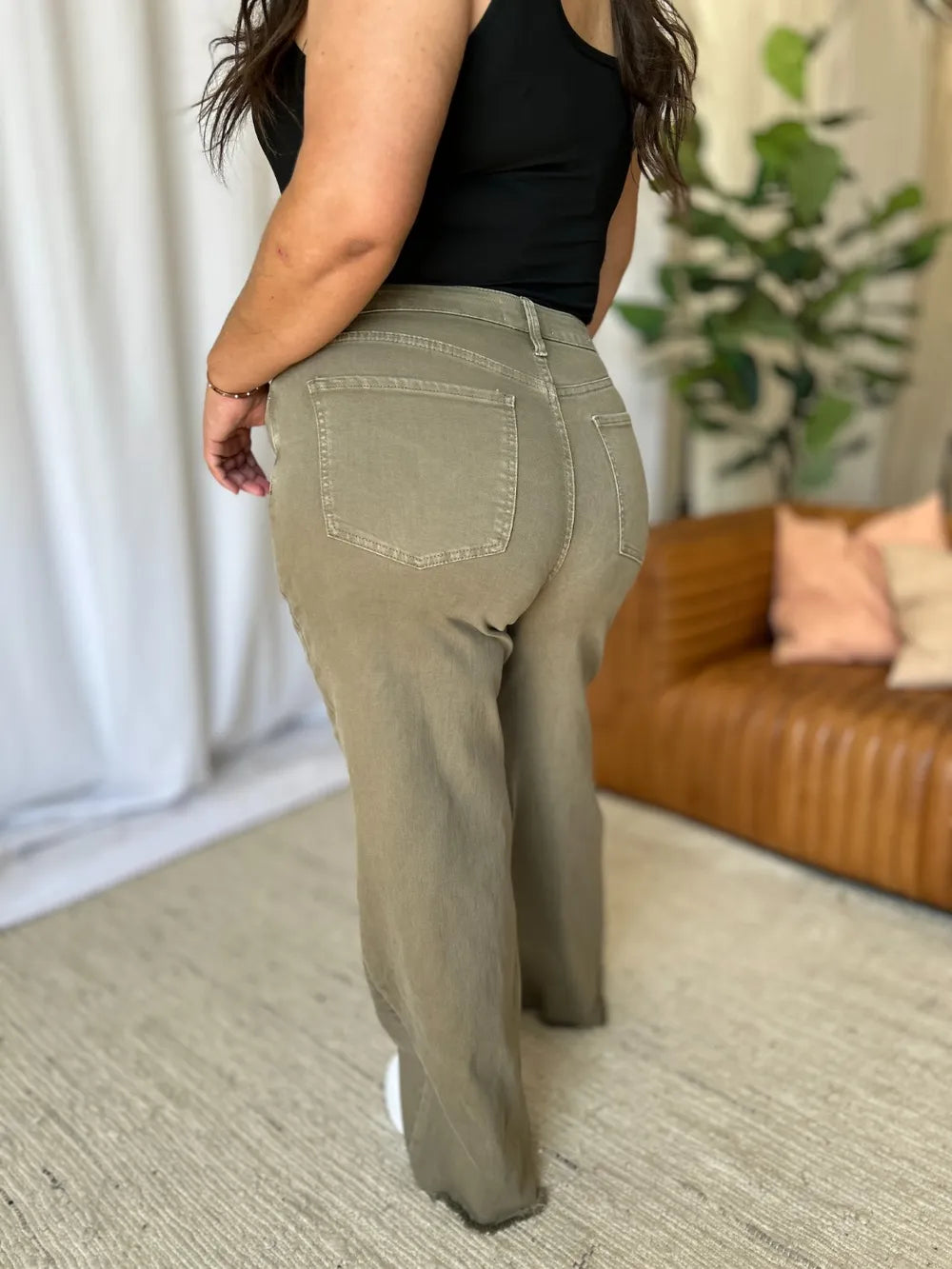 RFM Jeans RFM Full Size High Rise Garment Dye Wide Leg  Jeans