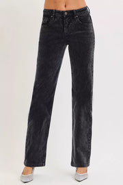 RISEN MIDNIGHT / 0 RISEN Tummy Control Mid Rise Straight Leg Corduroy Pants