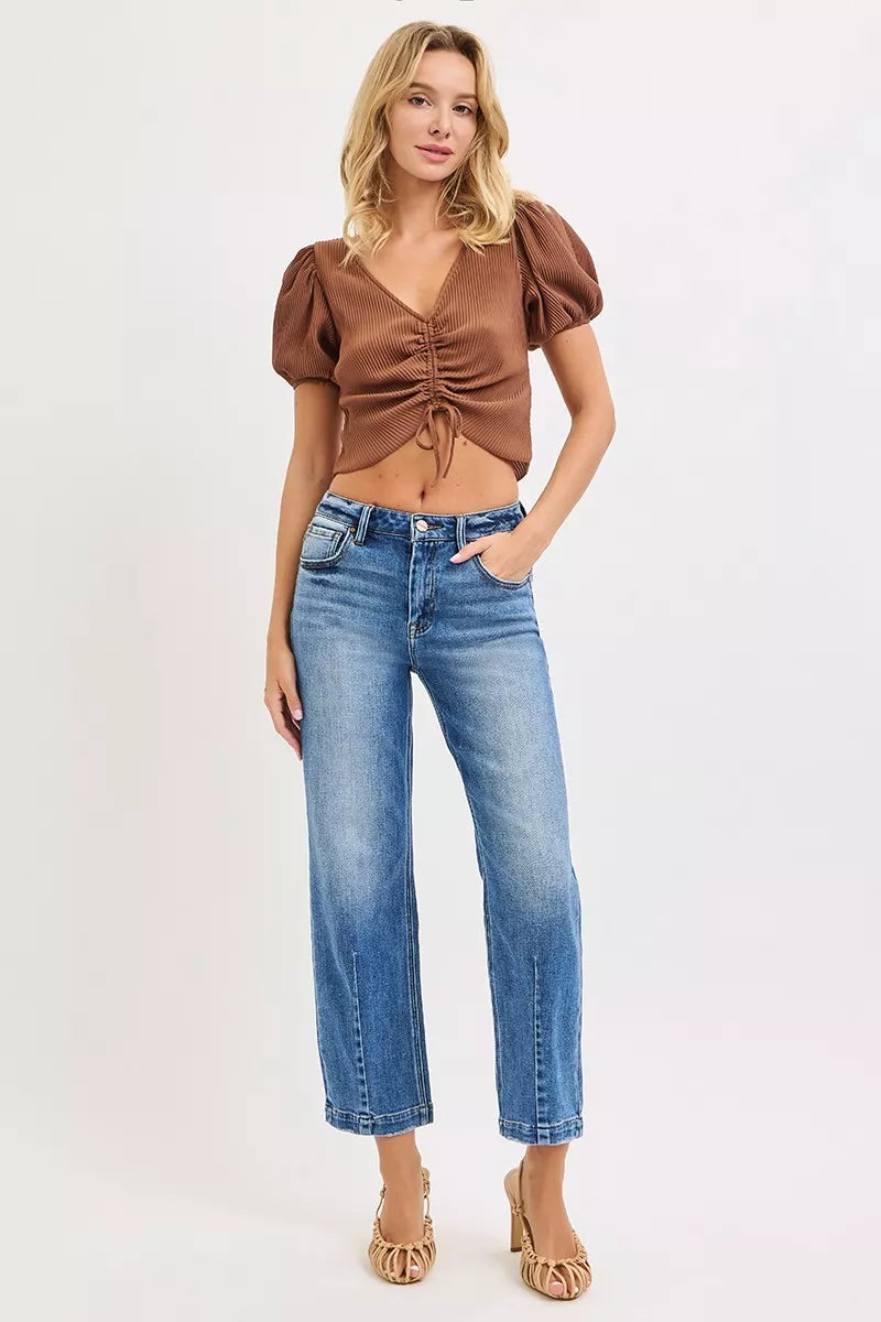 RISEN RISEN High Rise Crop Boyfriend Tapered Jeans