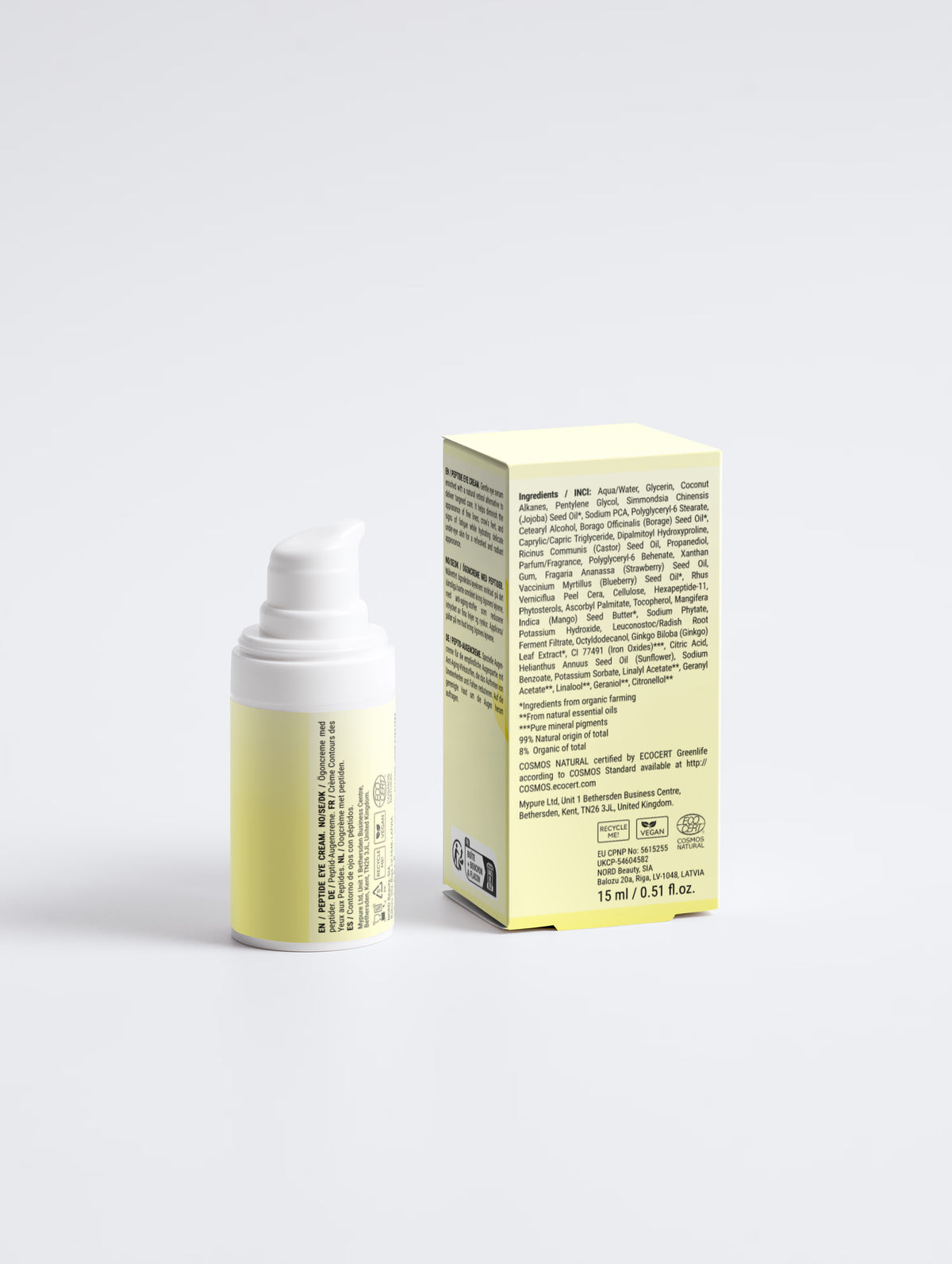 Peptide eye cream jar with lid off