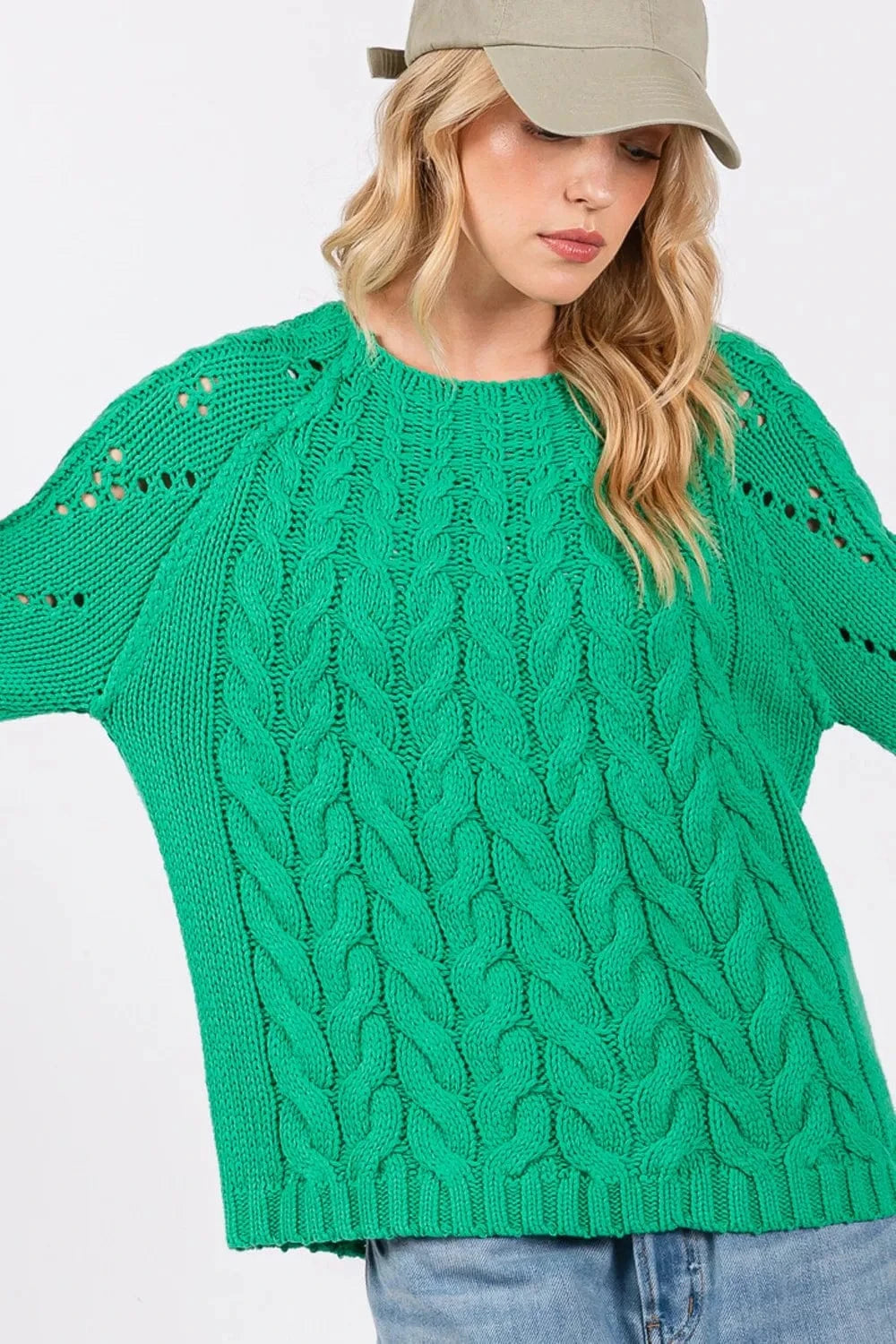SAGE + FIG Sweater Dresses SAGE + FIG Cable-Knit Long Sleeve Sweater