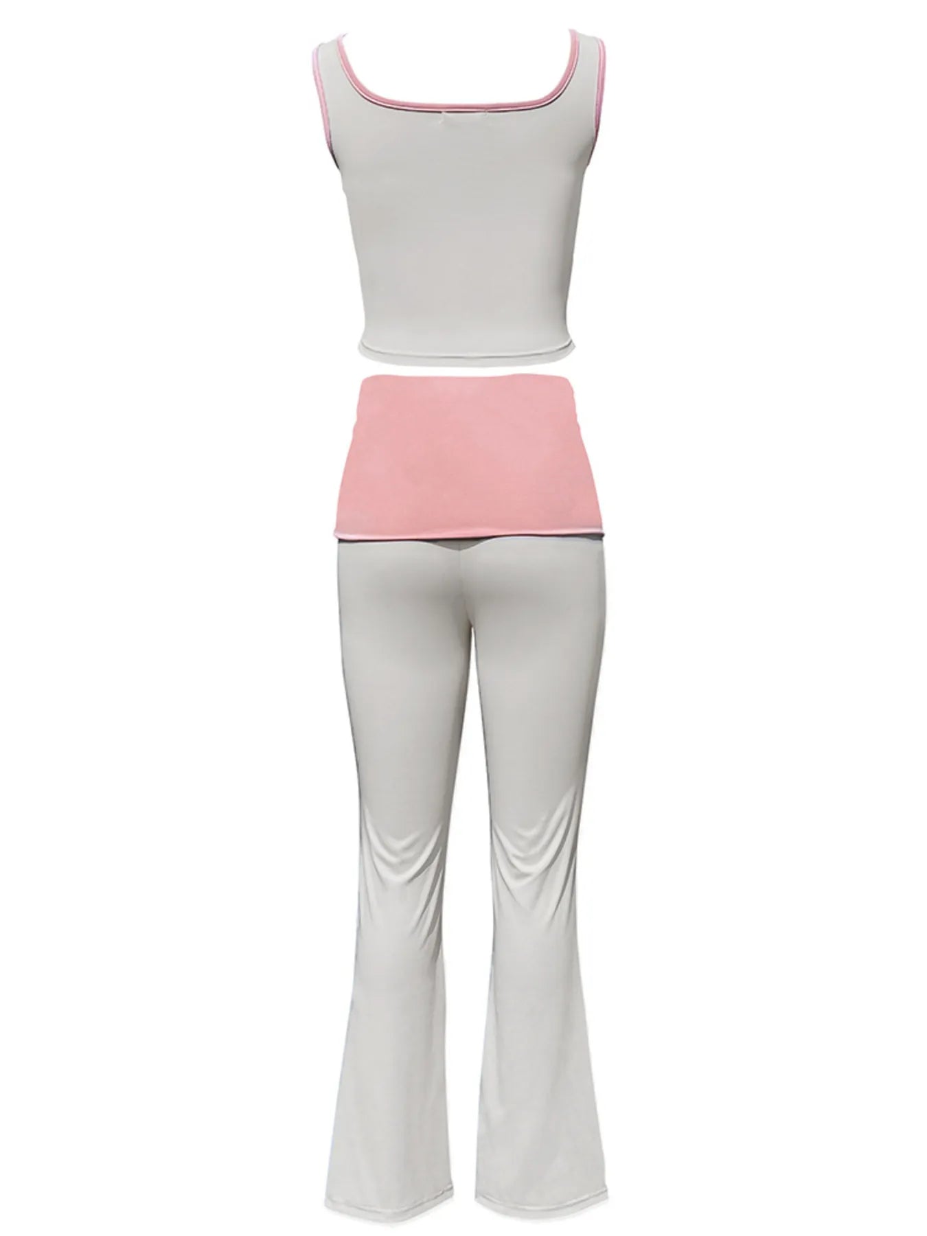 Shiny Contrast Trim Tank and Pants Active Set