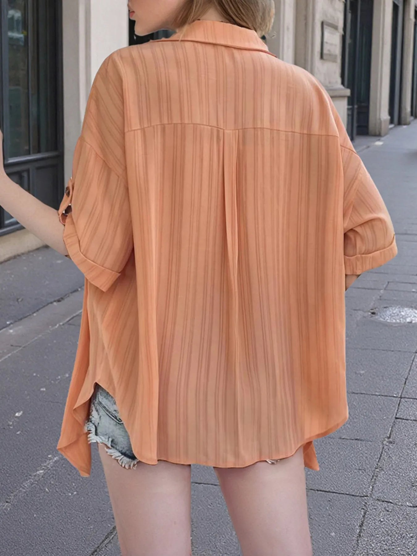 Shiny Trench Coats Open Front Half Sleeve Cardigan