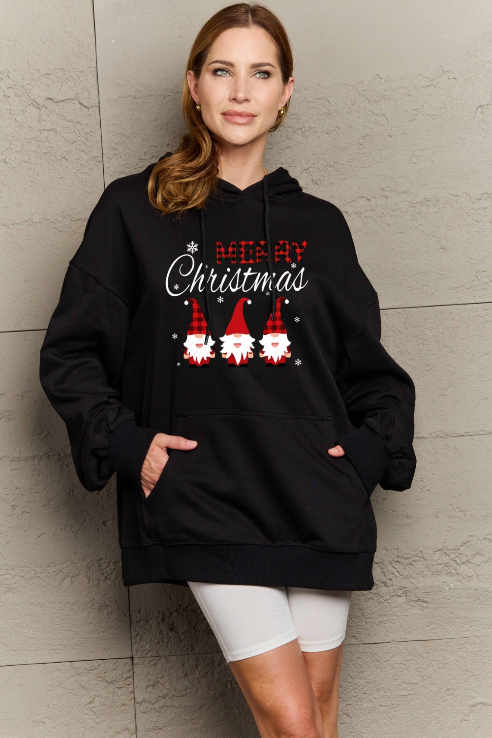 Simply Love Black / S Simply Love Full Size MERRY CHRISTMAS Graphic Hoodie