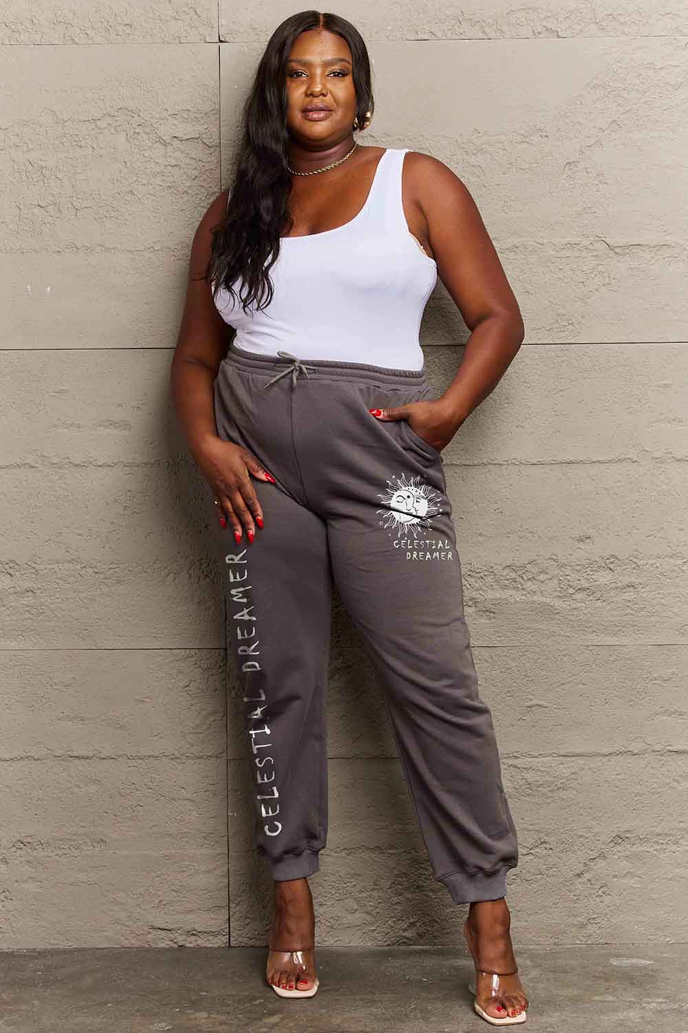 Simply Love Dark Gray / S Simply Love Full Size CELESTIAL DREAMER Graphic Sweatpants